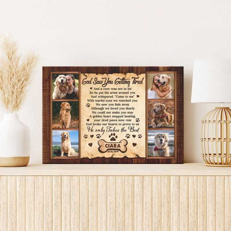 Heartfelt Dog Memorial Canvas For Pet Sympathy - 'God Saw You Getting Tired' Tribute