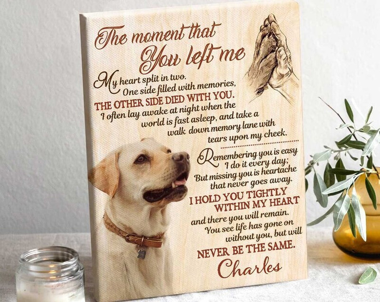 Thoughtful Dog Memorial Canvas - Personalized Pet Loss Gift For Living Room Decor