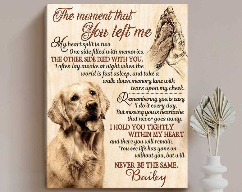 Thoughtful Dog Memorial Canvas - Personalized Pet Loss Gift For Living Room Decor