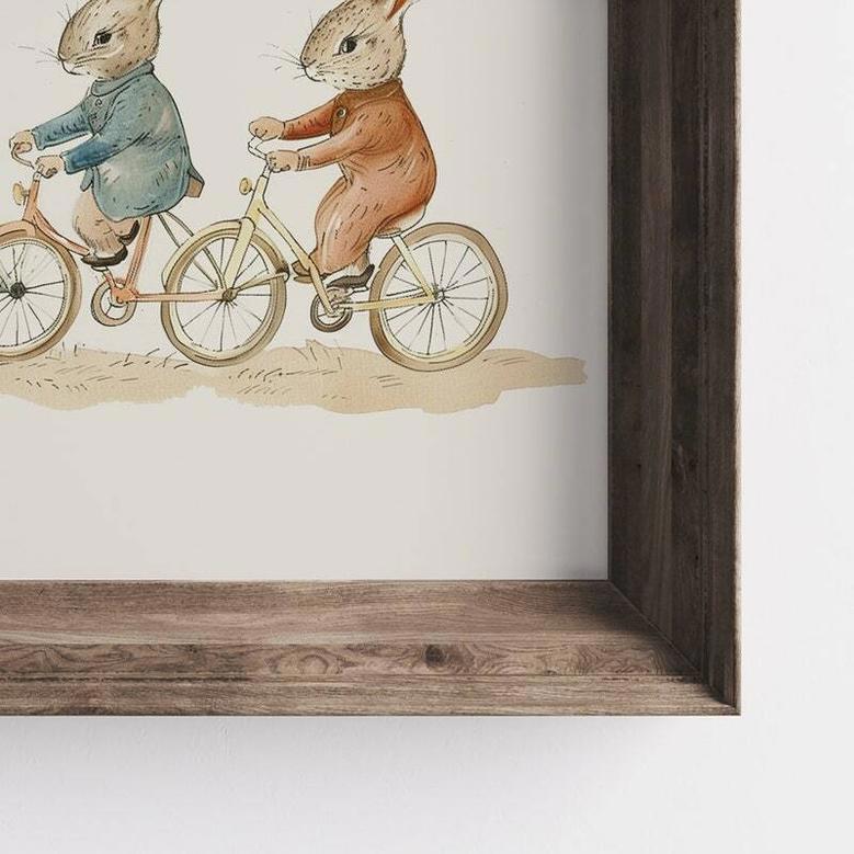 Vintage Bicycle Bunnies For Toddler Room - Peter Rabbit Canvas Artwork