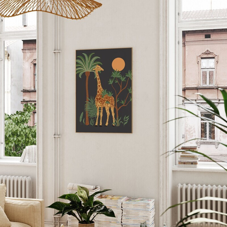 Safari animal canvas set in soft watercolor style, giraffe zebra elephant prints for calming jungle nursery decor.