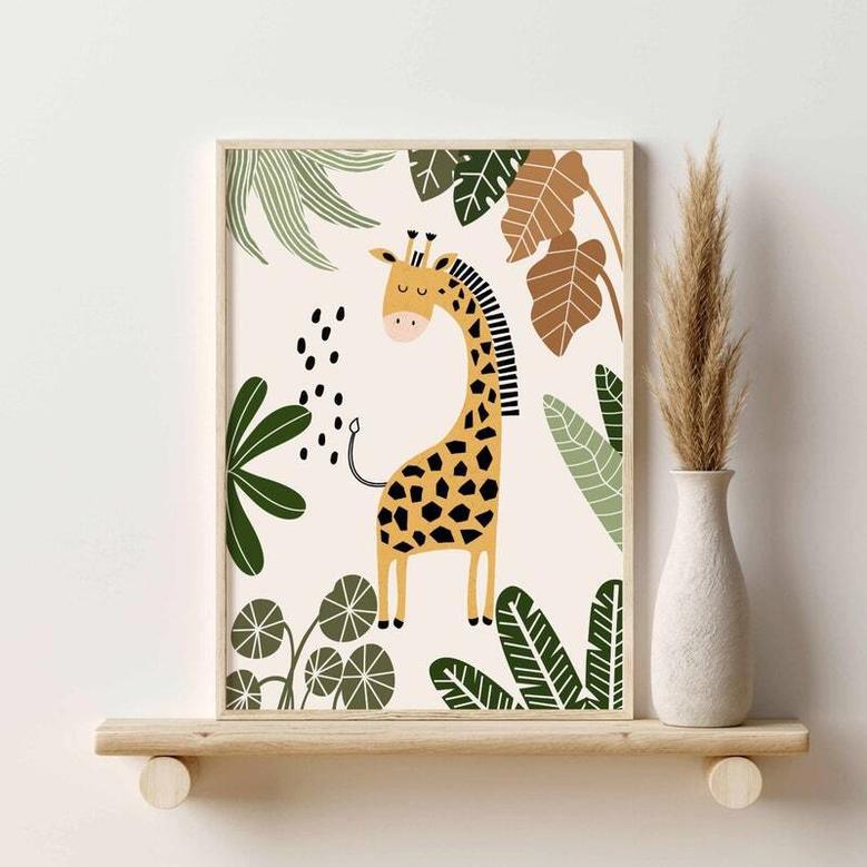 Safari Animal Jungle Nursery Canvas Prints For Playroom Boho DéCor