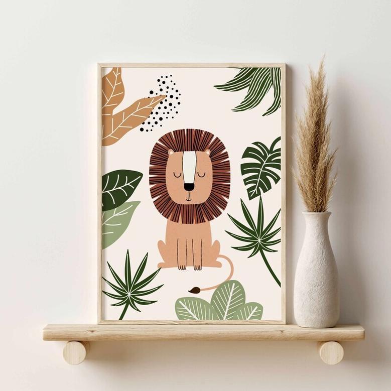 Safari Animal Jungle Nursery Canvas Prints For Playroom Boho DéCor