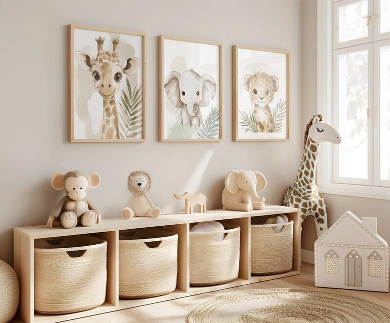 Safari Nursery Canvas For Jungle Themed Baby Room Wall Art