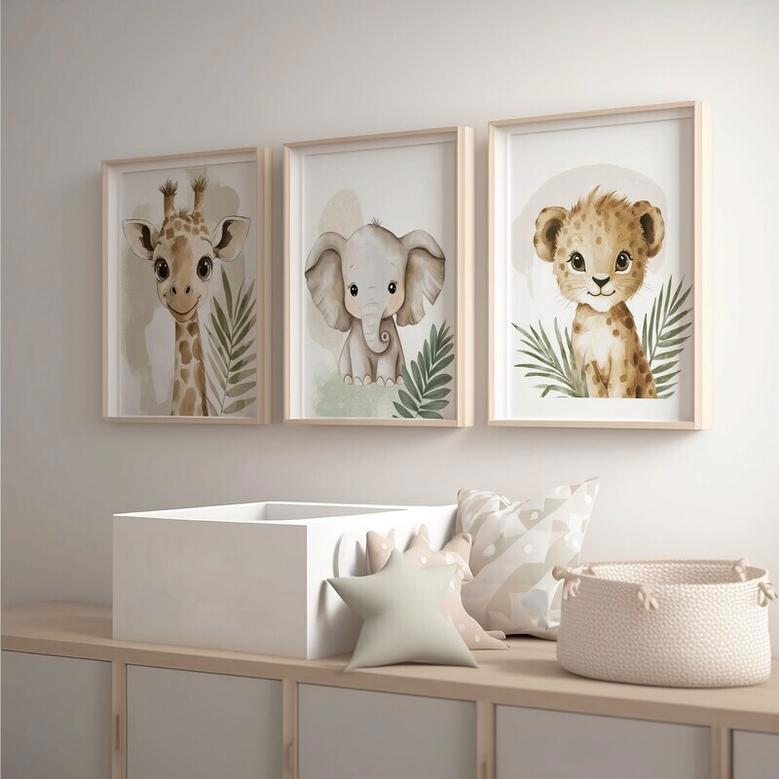 Safari Nursery Canvas For Jungle Themed Baby Room Wall Art