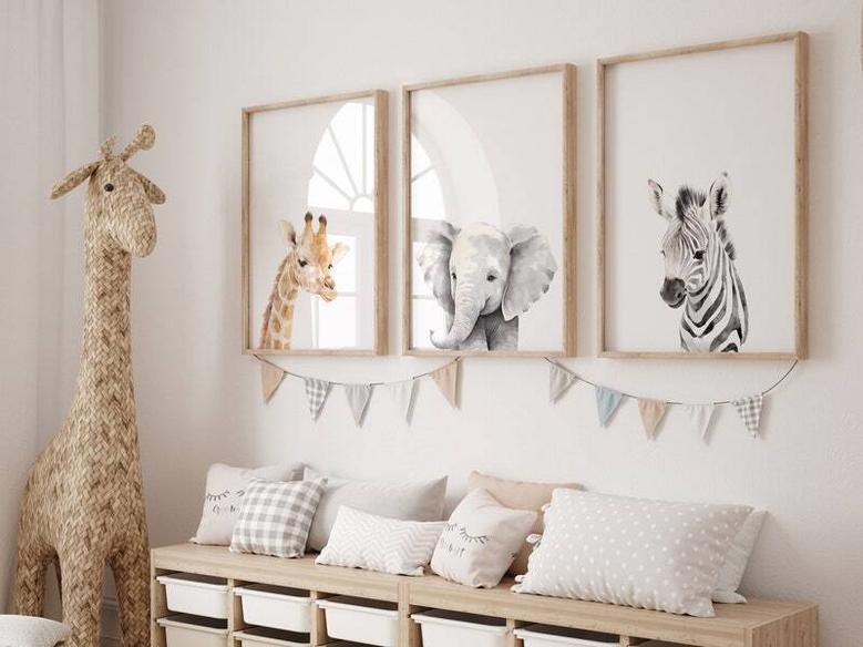 Safari Nursery Canvas Set - Boho Animal Wall Art For Baby Room DéCor