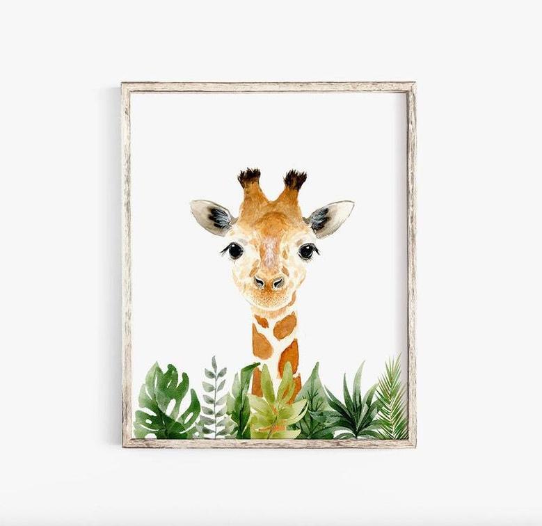 Personalized Safari Nursery Canvas Set For Baby Shower Animal Wall Art