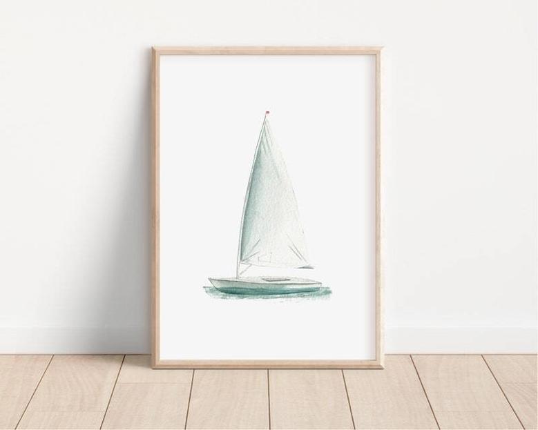 Personalized Sailboat Nautical Nursery Canvas Set For Coastal DéCor