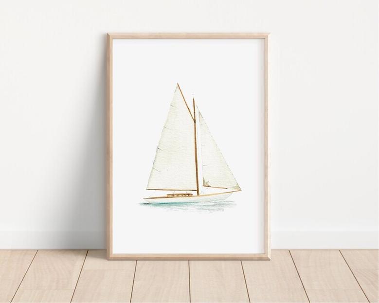 Personalized Sailboat Nautical Nursery Canvas Set For Coastal DéCor