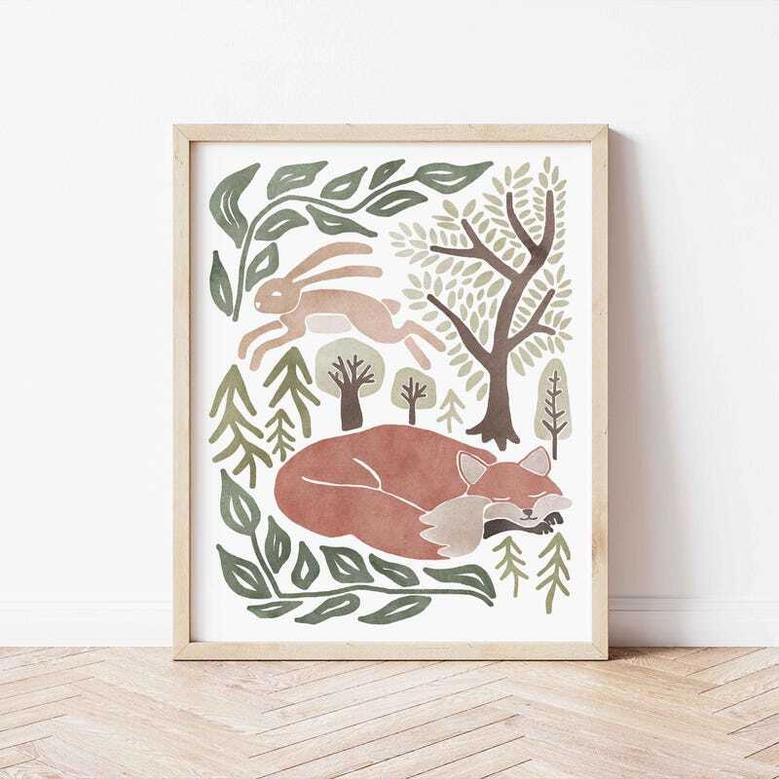 Woodland Nursery Canvas Set For Kids Room - Forest Animal Art, Cottagecore Decor