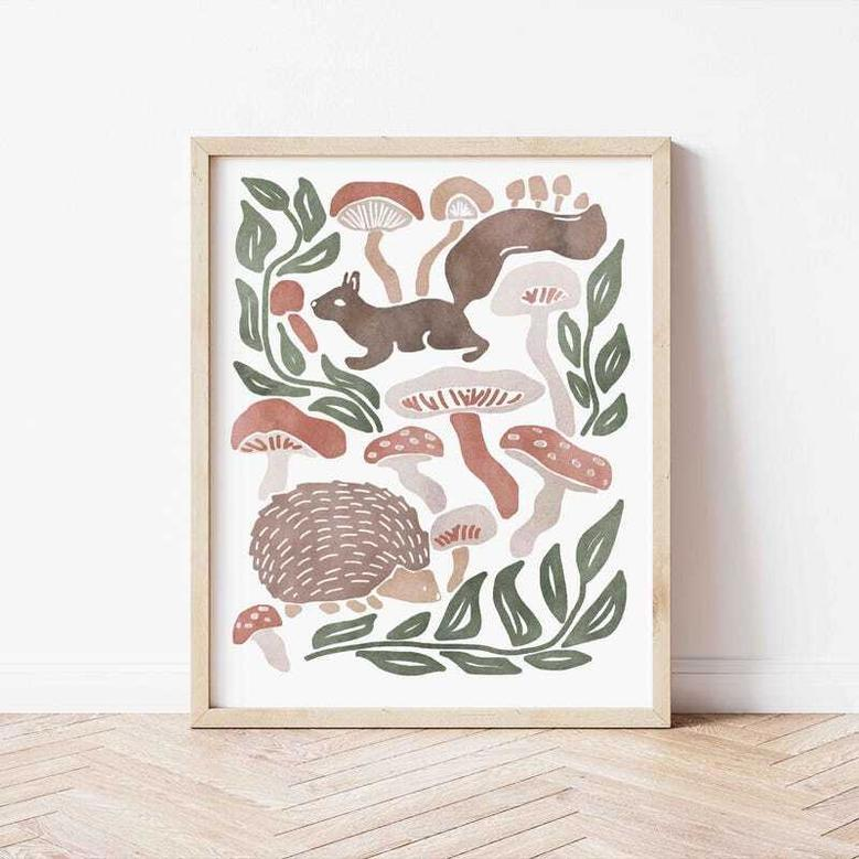 Woodland Nursery Canvas Set For Kids Room - Forest Animal Art, Cottagecore Decor