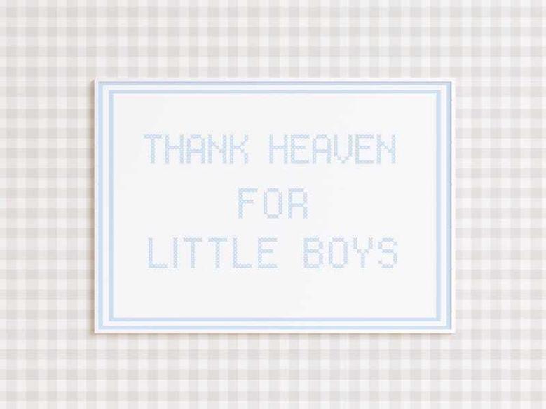 Vintage 'Thank Heaven' Canvas For Baby Boy Room – Blue Nursery Decor And Gift