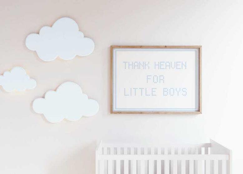 Vintage 'Thank Heaven' Canvas For Baby Boy Room – Blue Nursery Decor And Gift