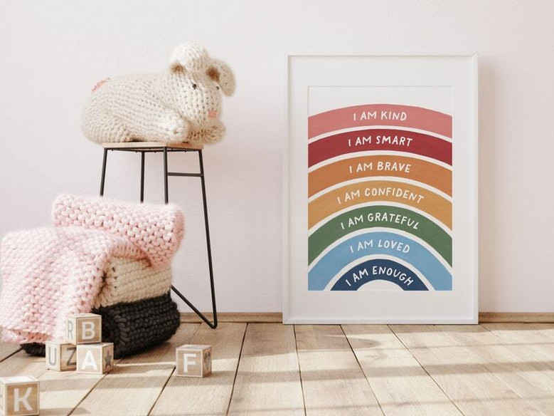 Rainbow nursery quotes canvas, minimalist typography with soft rainbow accents; gender-neutral inspirational decor for kids Rainbow nursery quotes canvas, minimalist typography with soft rainbow accents; gender-neutral inspirational decor for kids