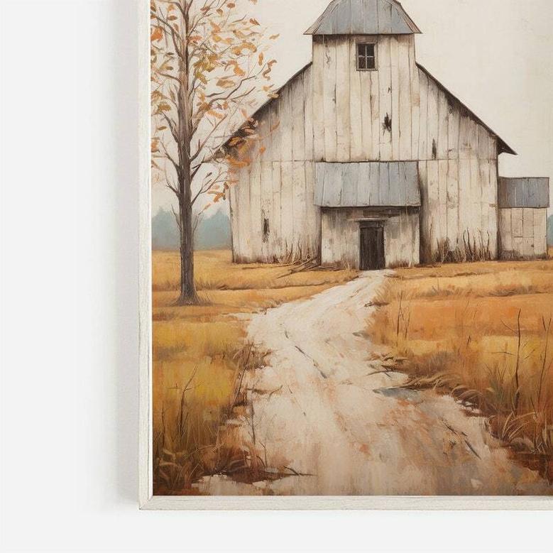 Vintage Rustic Barn Canvas Art - Farmhouse Decor For Country Style Living Room