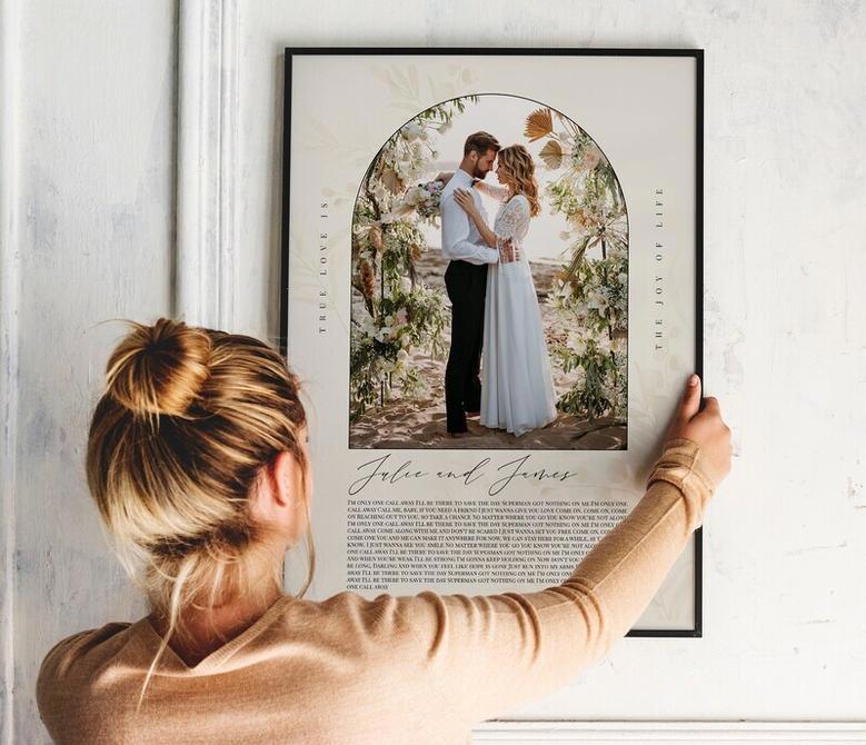 Personalized Wedding Song Lyrics Canvas With Photo For Anniversary Keepsake