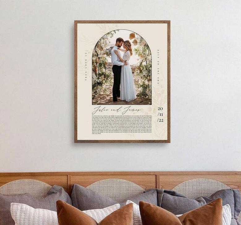 Personalized Wedding Song Lyrics Canvas With Photo For Anniversary Keepsake