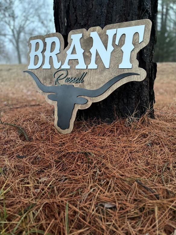 Personalized Western Baby Boy Wood Sign - Cow Themed Nursery Decor For Boys