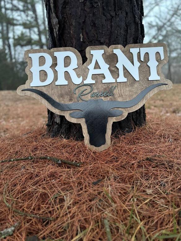 Personalized Western Baby Boy Wood Sign - Cow Themed Nursery Decor For Boys