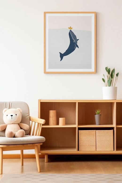 Whale Nursery Art Canvas For Baby Boy Nautical Nursery Wall Decor In Playroom