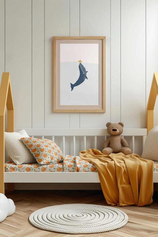 Whale Nursery Art Canvas For Baby Boy Nautical Nursery Wall Decor In Playroom