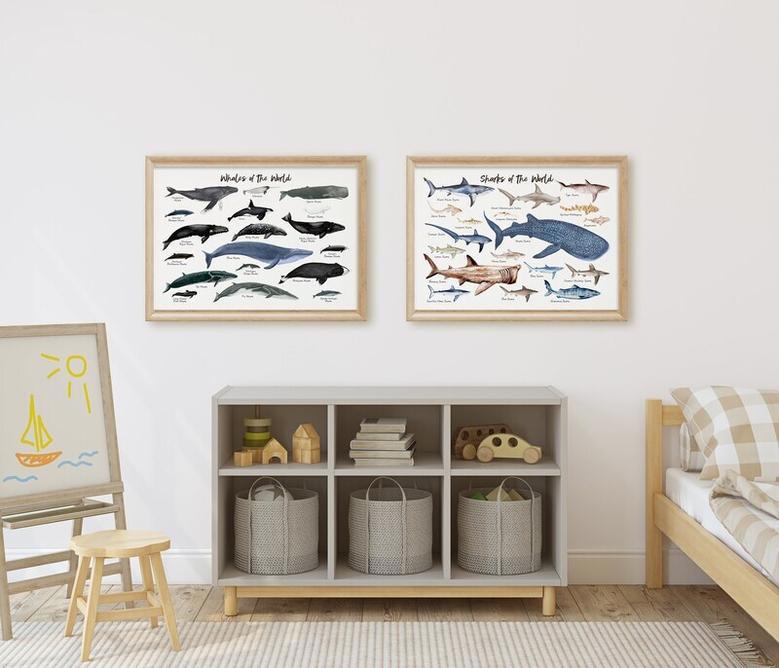 Nautical Whale Nursery Art Canvas - Thoughtful Ocean Mammal Wall DéCor Nursery Gift