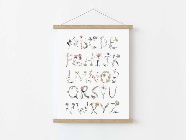 Wildflower Alphabet Canvas – Thoughtful Nursery Decor For Girls' Rooms