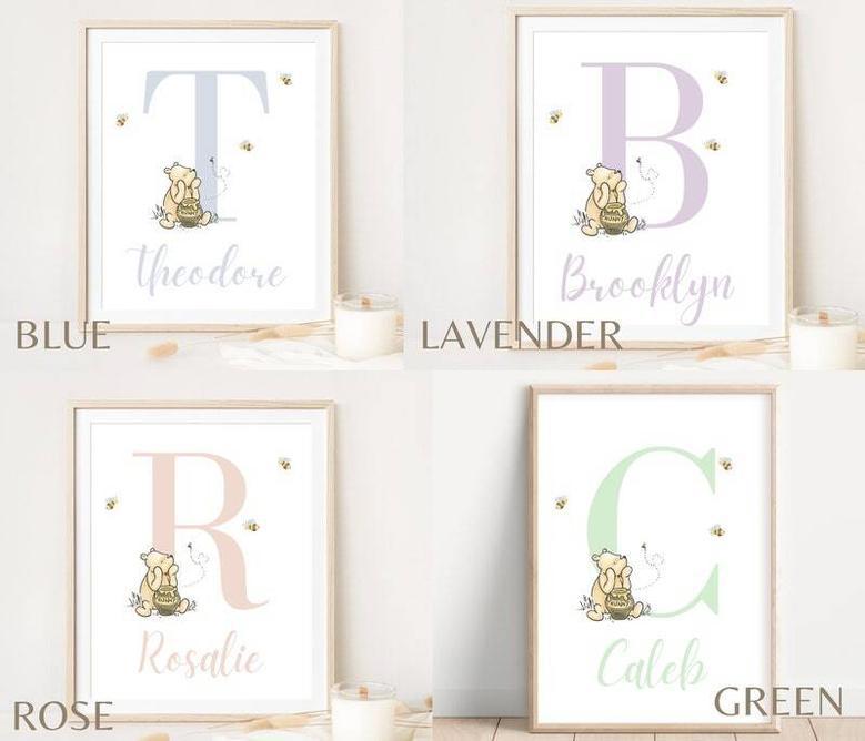 Personalized Winnie The Pooh Canvas For Baby Nursery - Classic Wall DéCor With Custom Name