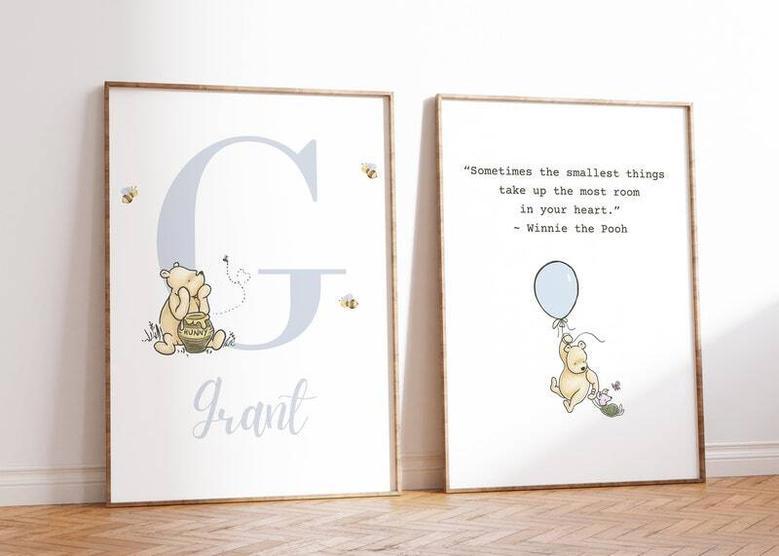 Personalized Winnie The Pooh Canvas For Baby Nursery - Classic Wall DéCor With Custom Name