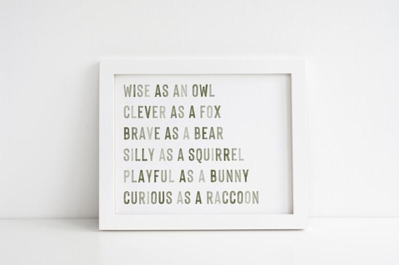 Woodland Animals Nursery Canvas - Inspirational Quotes For Kids Room - Green Neutral DéCor