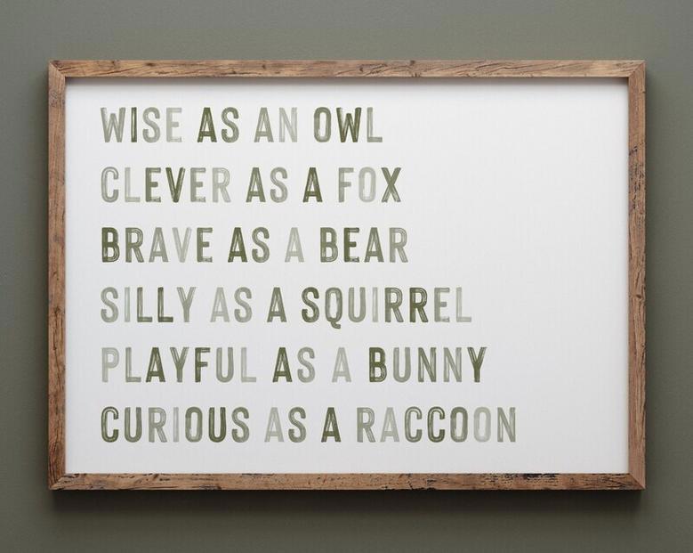 Woodland Animals Nursery Canvas - Inspirational Quotes For Kids Room - Green Neutral DéCor