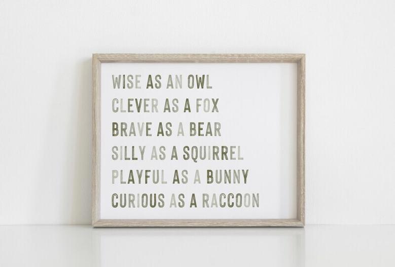 Woodland Animals Nursery Canvas - Inspirational Quotes For Kids Room - Green Neutral DéCor