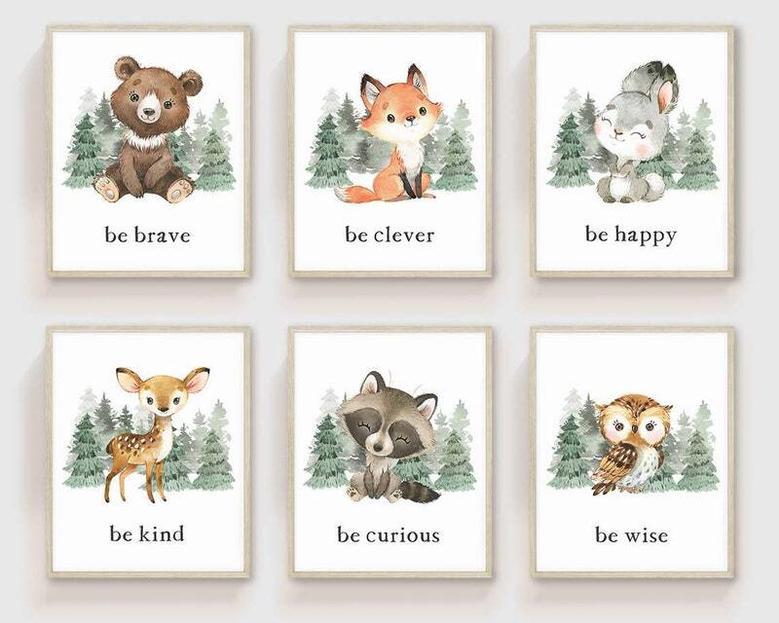 Personalized Woodland Nursery Canvas Art Set For Baby's Room DéCor