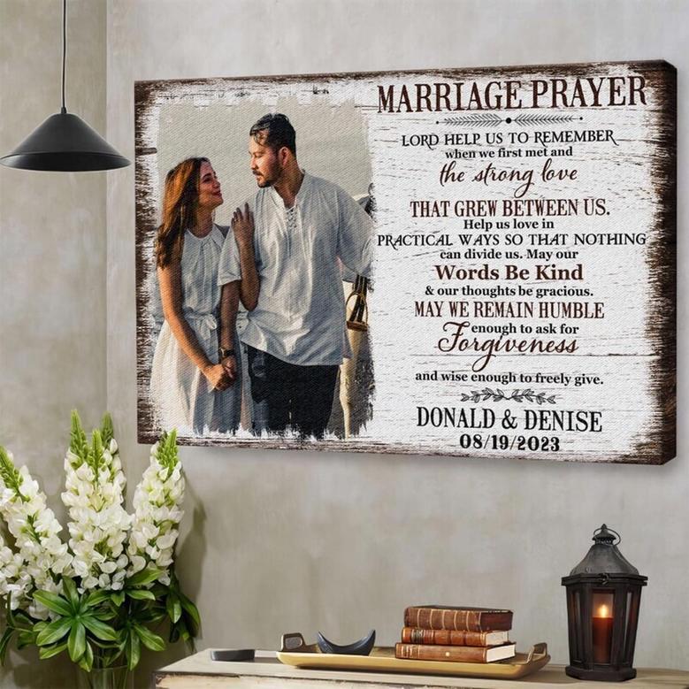 Personalized Anniversary Canvas Print For Couples With Custom Photo And Name - Valentine Wedding Gift