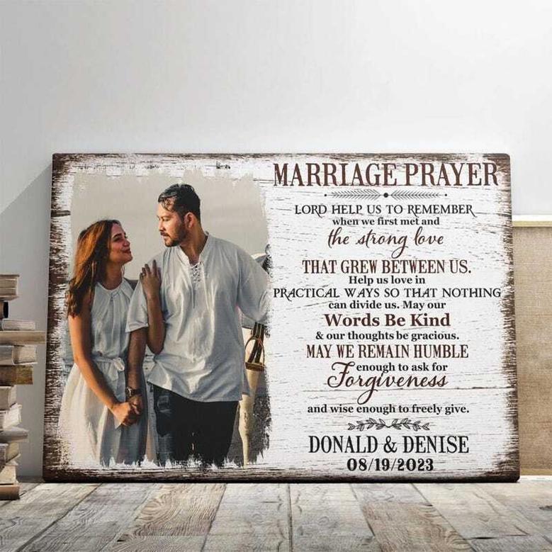 Personalized Anniversary Canvas Print For Couples With Custom Photo And Name - Valentine Wedding Gift