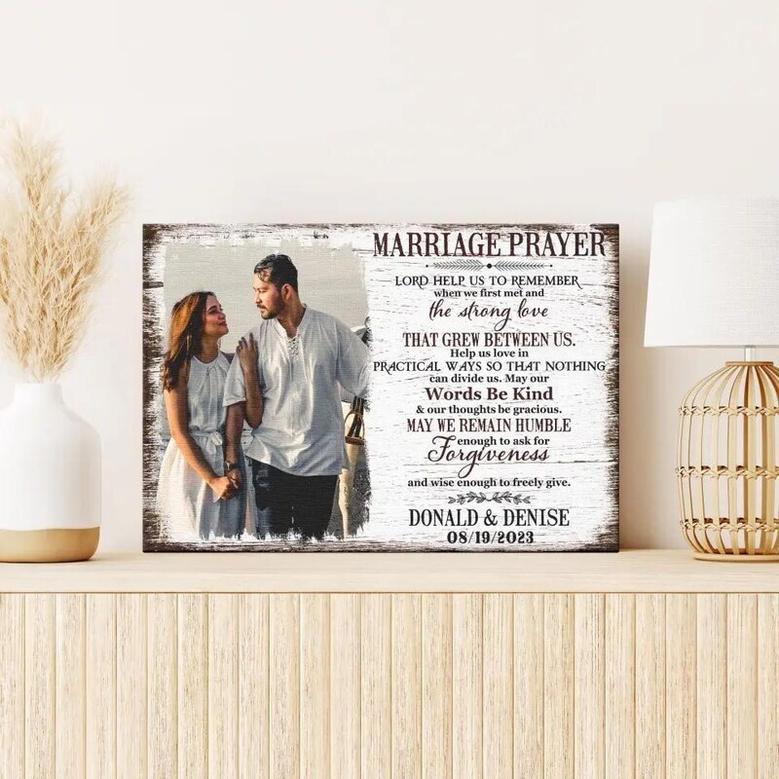 Personalized Anniversary Canvas Print For Couples With Custom Photo And Name - Valentine Wedding Gift