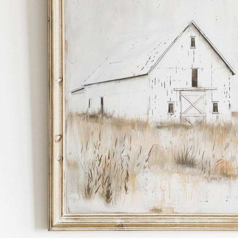 Rustic farmhouse canvas wall art, sepia palette and distressed look for modern farmhouse living room decor, square format