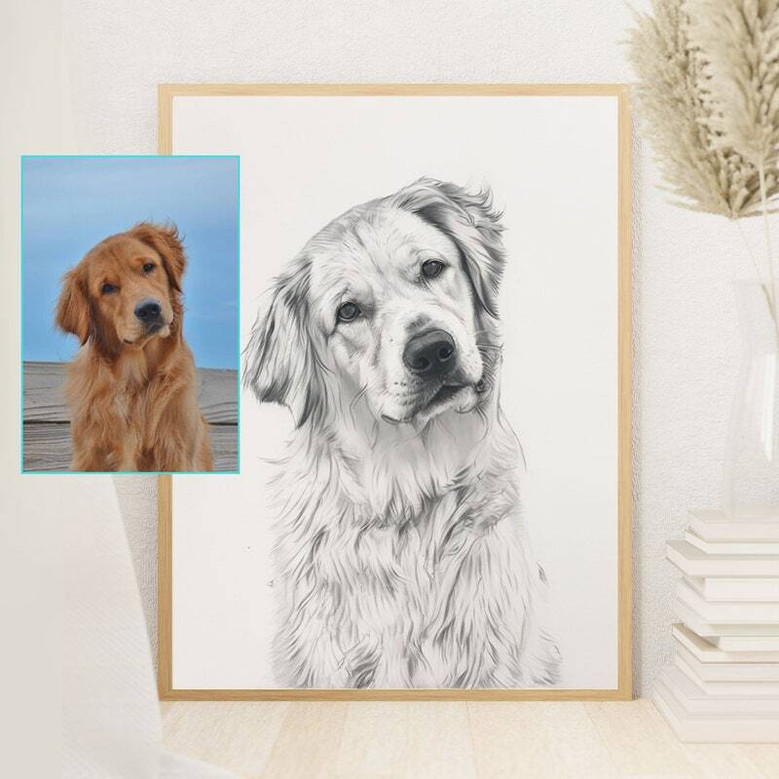 Custom Pencil Sketch Canvas - Beloved Dog Portrait for Pet Owners