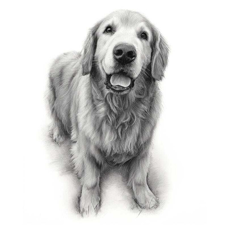 Custom Pencil Sketch Canvas - Beloved Dog Portrait for Pet Owners