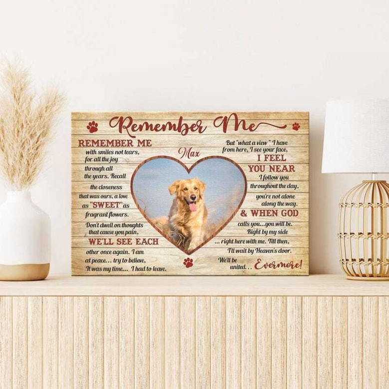 Dog memorial canvas, minimalist design with custom photo, meaningful pet loss gift to celebrate and remember a beloved pup