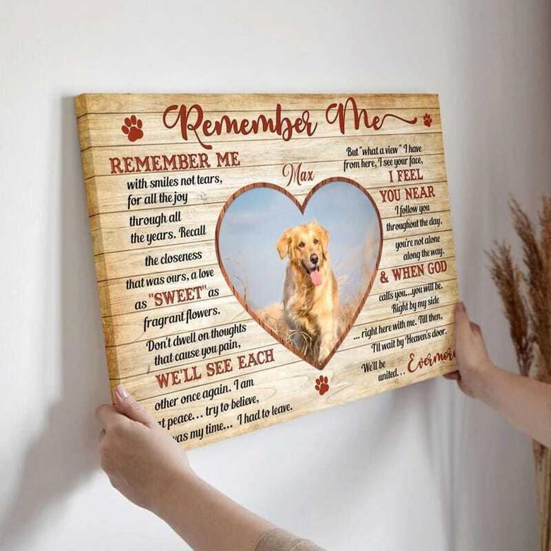 Dog memorial canvas wall art featuring your custom pet photo, a thoughtful pet loss gift for dog lovers and pet parents
