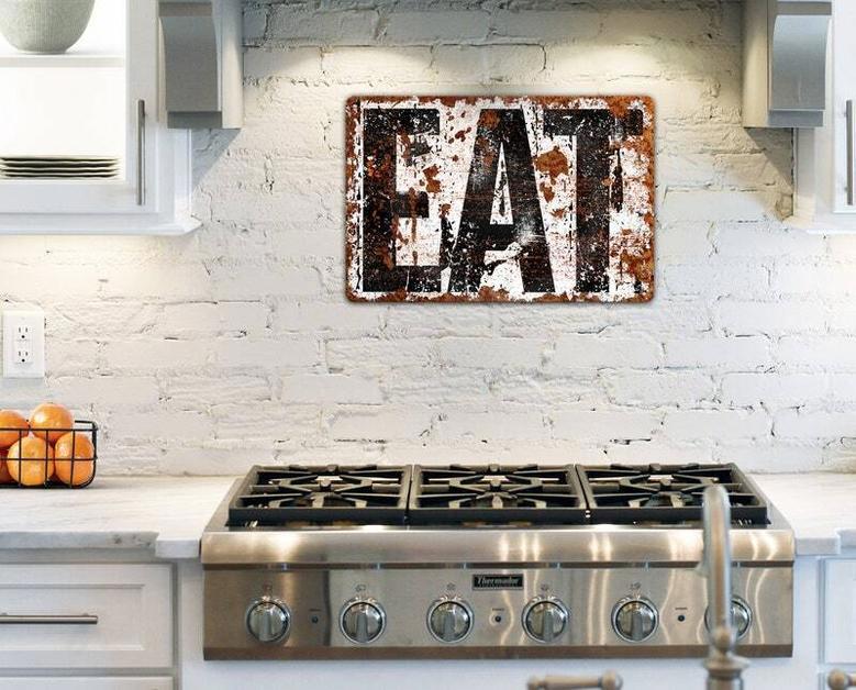 Rustic Distressed Metal Kitchen Sign For Farmhouse Style Outdoor & Indoor Decor