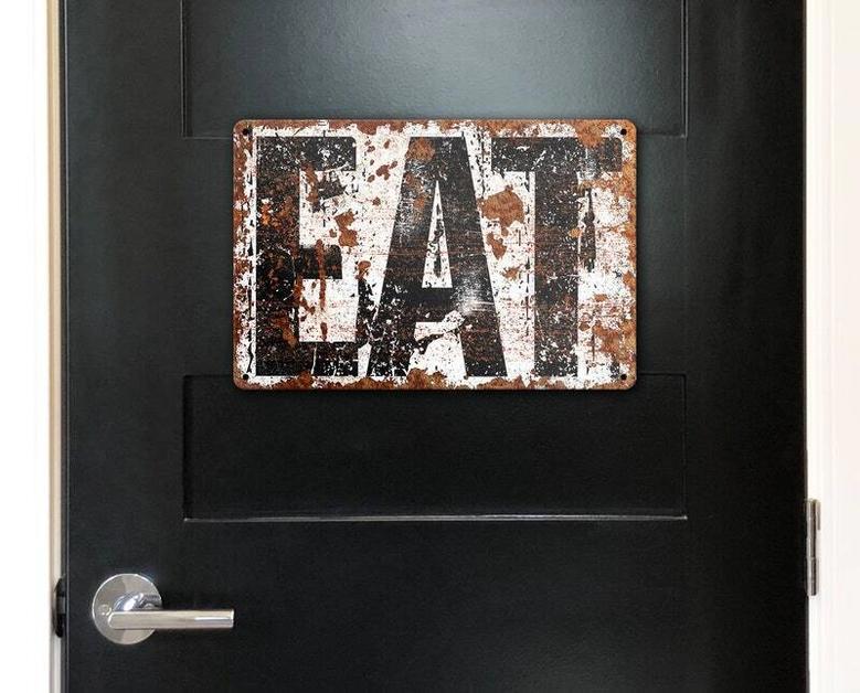 Rustic Distressed Metal Kitchen Sign For Farmhouse Style Outdoor & Indoor Decor