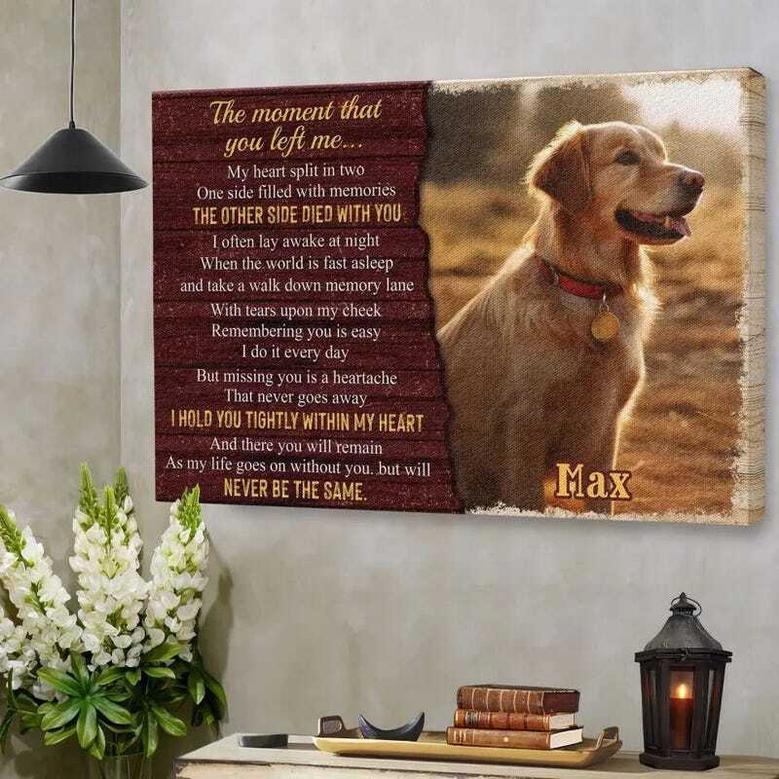 Touching Dog Remembrance Canvas - Pet Memorial Gift For Living Room Tribute