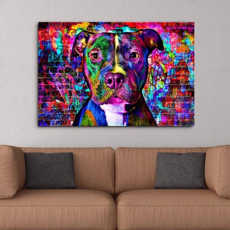 Personalized Graffiti Pit Bull Pop Art Canvas For Dog Lovers - Unique Wall DéCor