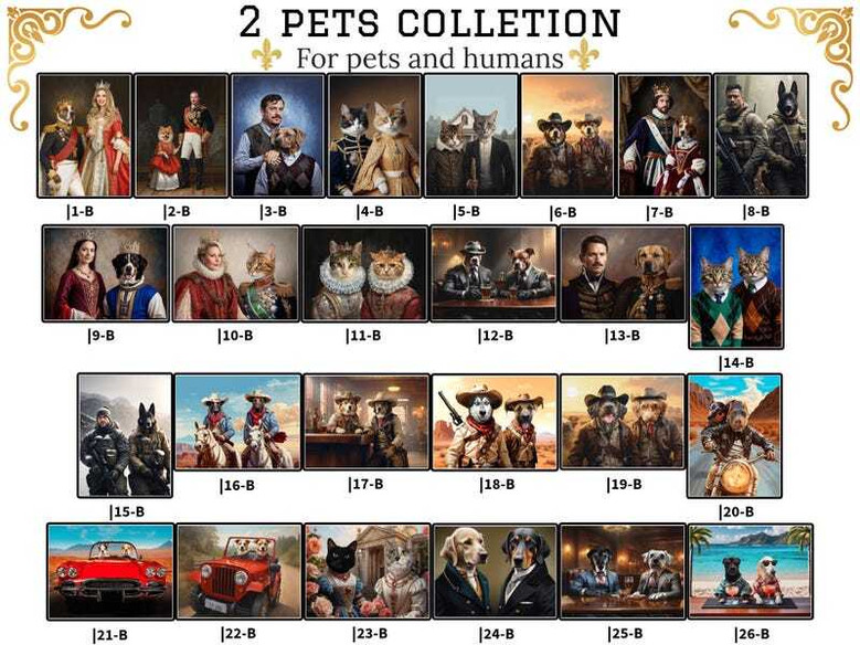 Royal dog canvas custom pet portrait, whimsical aristocratic outfit artwork for dog lovers and tasteful home office wall decor