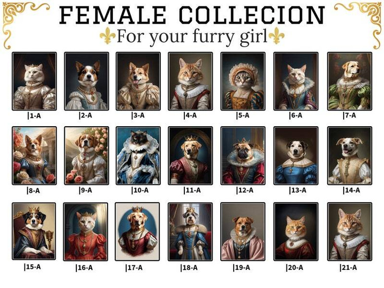 Royal dog canvas personalized pet portrait, humorous noble attire wall art from your dog's photo for living room decor