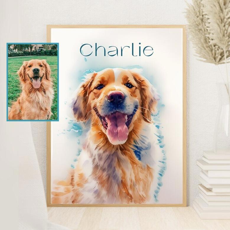 Thoughtful Dog Portrait Watercolor Canvas For Pet Owners - Remembrance Gift, Living Room DéCor