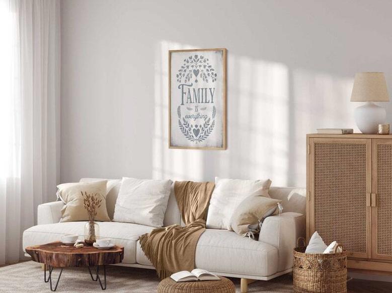 Vintage 'Family Is Everything' Canvas - Rustic Farmhouse Floral Quote For Kitchen Decor