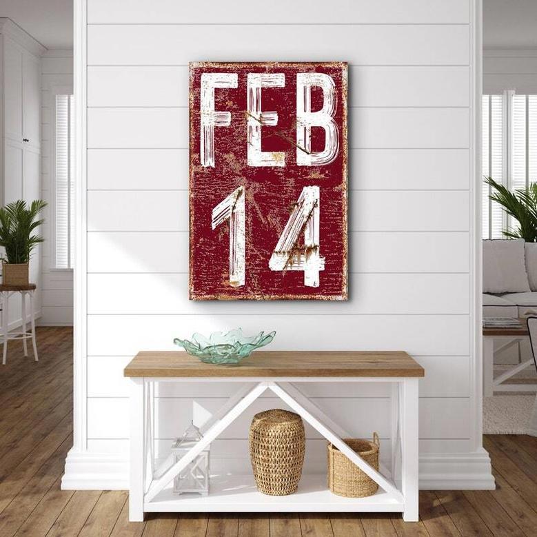 Rustic February 14 Valentine Metal Sign For Farmhouse Wall Art - Thoughtful Gift